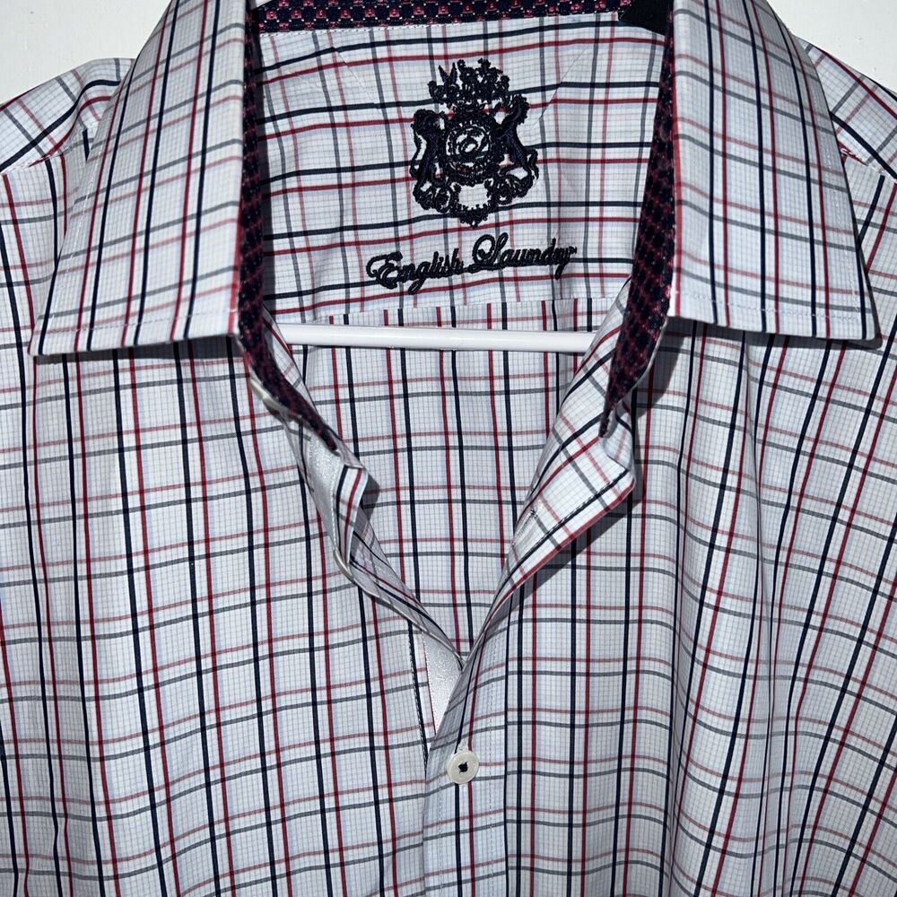 English‎ Laundry Christopher Wicks Men's 16 32/33 Flip Cuff Shirt Button plaid